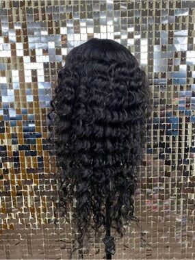 Natural Black Deep Wave Wig 14x4 Lace Front  Human Hair 28” 150 Density